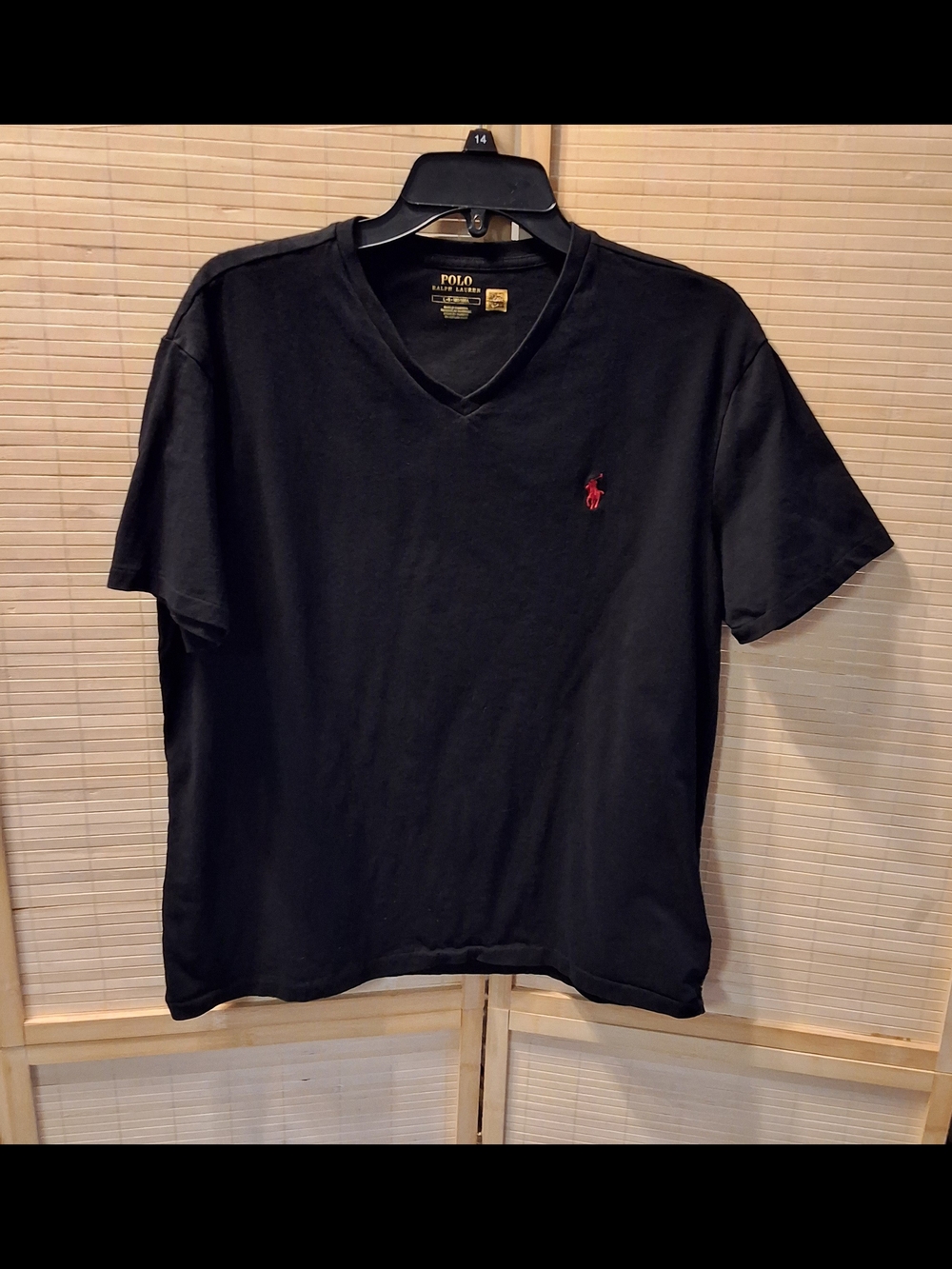Polo by Ralph Lauren Black V-Neck Tee with Red Logo